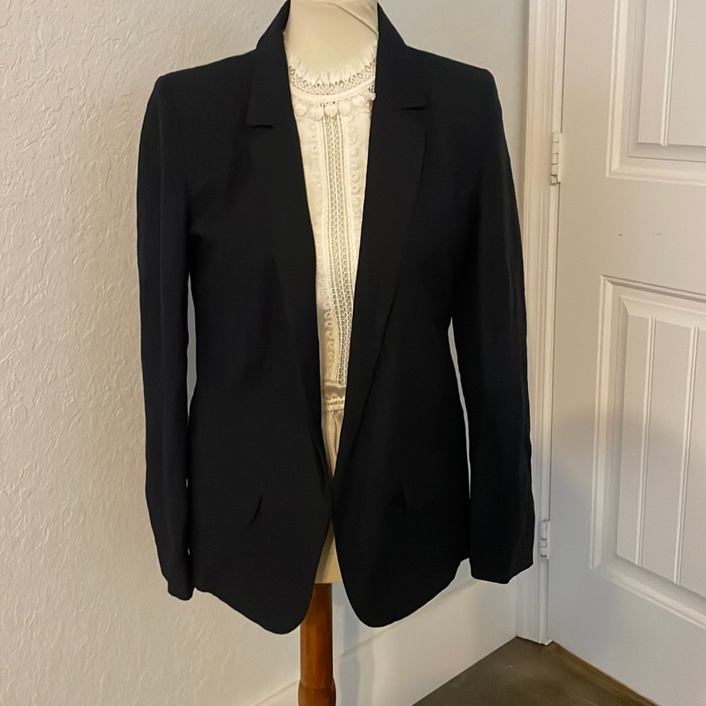 Ann Taylor Navy Blue Lined Linen Women's Blazer